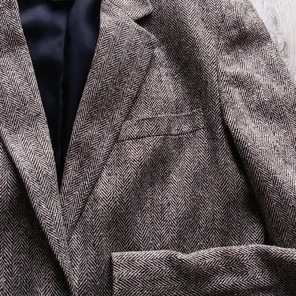 Ralph Lauren Jacket blazer 100% Silk Herringbone - Picture 7 of 13